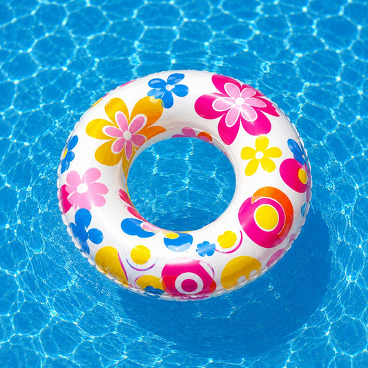 Colac gonflabil copii cu flori colorate, 60 cm, pentru piscina, mare si vacante