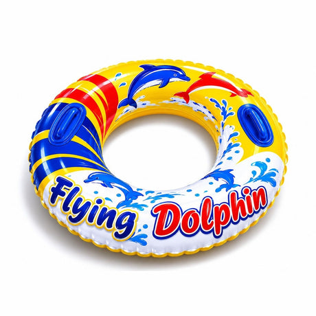 Colac gonflabil copii cu manere, model delfini, 90 cm, pentru piscina si mare