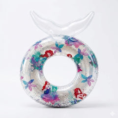 Colac Gonflabil cu Sirenă și Sclipici – 70 cm, Model Transparent pentru Copii