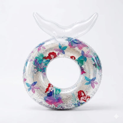 Colac Gonflabil cu Sirenă și Sclipici – 70 cm, Model Transparent pentru Copii