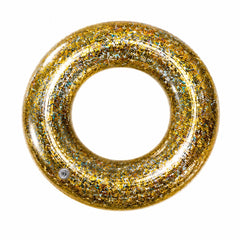Colac Gonflabil cu Slipici Auriu 100 cm – Colac de Înot Glitter pentru Piscină și Plajă