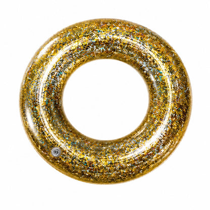 Colac Gonflabil cu Slipici Auriu 100 cm – Colac de Înot Glitter pentru Piscină și Plajă