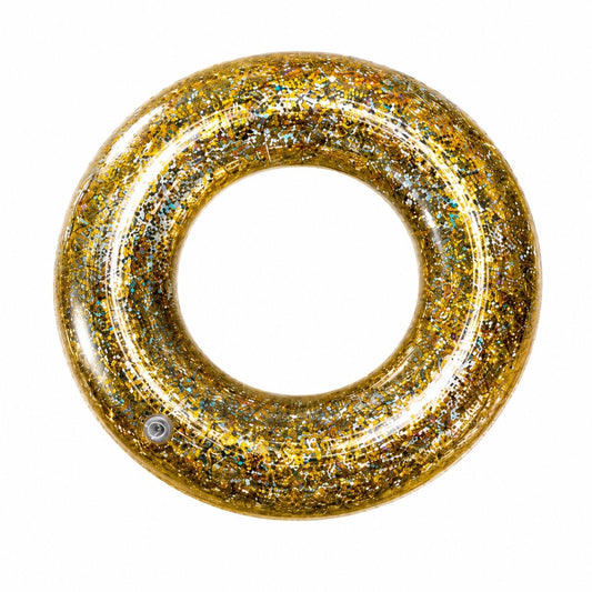 Colac Gonflabil cu Slipici Auriu 100 cm – Colac de Înot Glitter pentru Piscină și Plajă