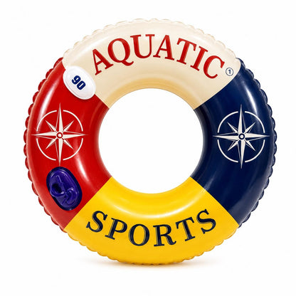 Colac gonflabil cu spătar, Double Inflation Port Aquatic Sports, 90 cm, pentru piscină și mare