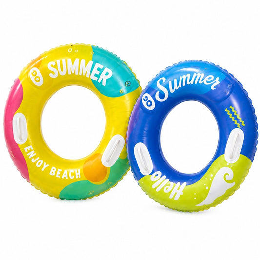 Colac Gonflabil Hello Summer Galben 90 cm – Colac de Înot Colorat pentru Piscină și Plajă