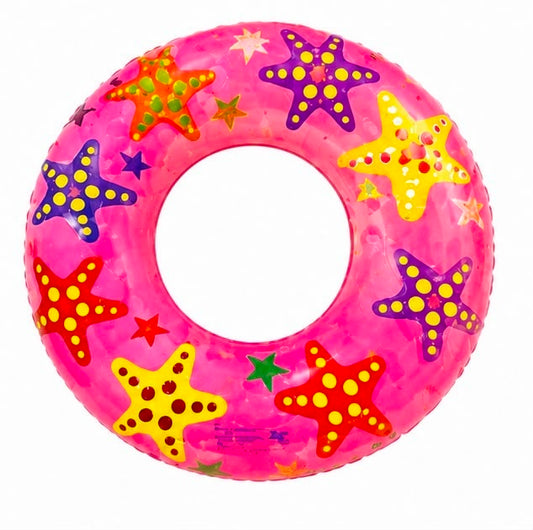 Colac Gonflabil pentru Copii 50 cm cu Imprimeu Stele de Mare – Roz, pentru Piscină și Plajă