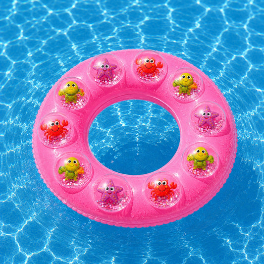Colac Gonflabil pentru Copii 60 cm – Model Roz cu Animăluțe Marine