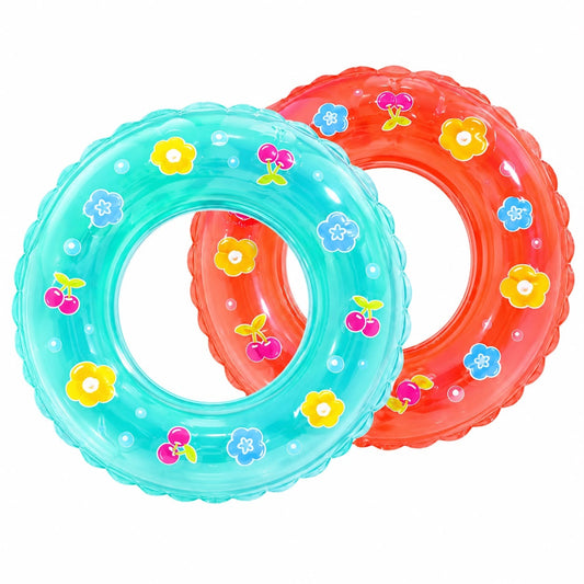 Colac Gonflabil pentru Copii 60 cm cu Flori și Cireșe – Colac de Înot Colorat pentru Piscină și Mare