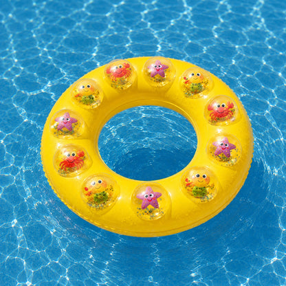Colac Gonflabil pentru Copii 70 cm – Model Galben cu Animăluțe Marine