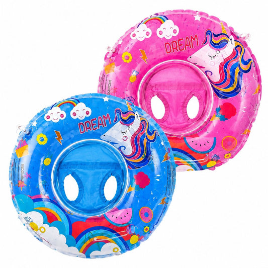 Colac Gonflabil pentru Copii Albastru cu Unicorn – Colac Înot PVC Rezistent, 3-6 Ani