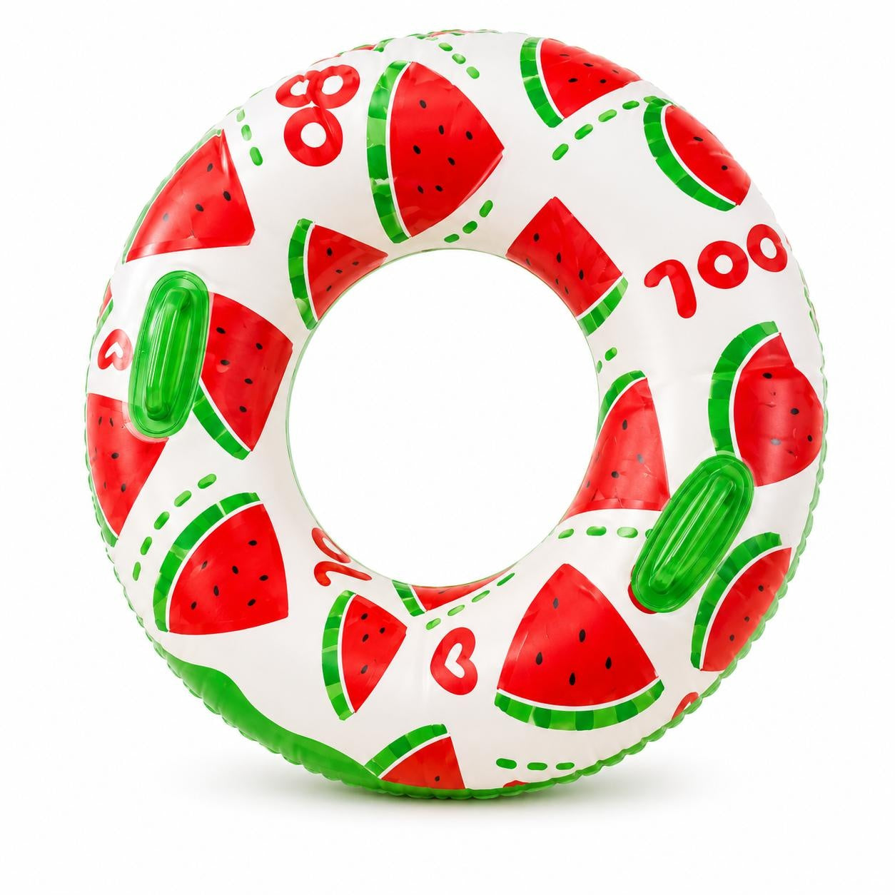 Colac gonflabil pepene verde pentru copii, 90 cm, cu manere, ideal piscina si mare