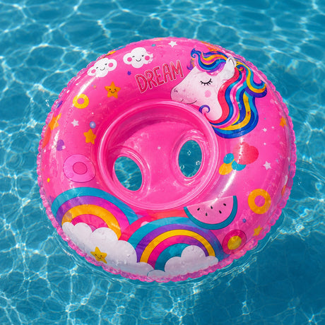 Colac Gonflabil Roz pentru Copii cu Unicorn – Colac Înot PVC Rezistent, 3-6 Ani