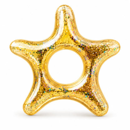 Colac Gonflabil Stea de Mare Auriu 120 cm – Colac de Înot Glitter pentru Piscină și Plajă