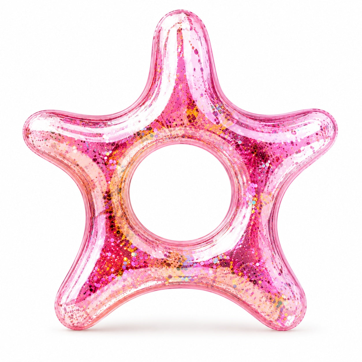 Colac Gonflabil Stea de Mare Roz 120 cm – Colac de Înot Glitter pentru Piscină și Plajă