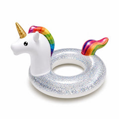 Colac Gonflabil Unicorn cu Sclipici – 120x90 cm, Model XL pentru Piscină și Mare