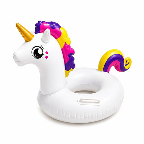 Colac Gonflabil Unicorn pentru Copii – 71 cm, Model Alb cu Coamă Colorată