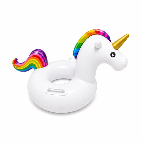 Colac Gonflabil Unicorn pentru Copii – 80x60 cm, Model Alb cu Coamă Curcubeu