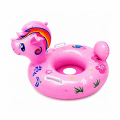 Colac Gonflabil Unicorn Roz pentru Copii – Swim Ring 70x60 cm cu Mânere și Design Adorabil