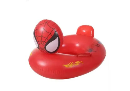 Colac inot copii rosu cu fata 3D supererou, cu spatar si manere, gonflabil si sigur, ideal pentru piscina, mare sau vacanta,