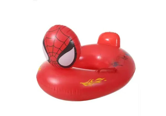 Colac inot copii rosu cu fata 3D supererou, cu spatar si manere, gonflabil si sigur, ideal pentru piscina, mare sau vacanta,