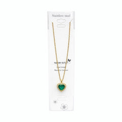 Colier auriu Roxé cu inimă verde și pietricele albe, reglabil 40+5 cm