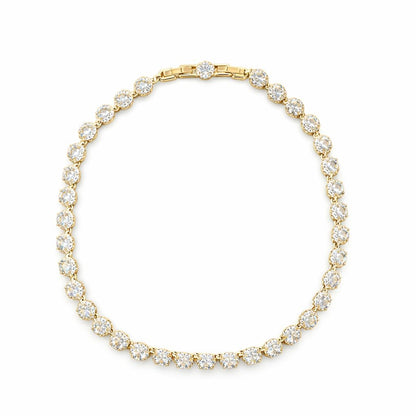 Colier dama ROXE lux auriu cu cristale rotunde, stralucire intensa, 40 cm
