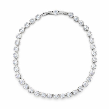 Colier dama ROXE premium argintiu cu cristale stralucitoare, design elegant, 40 cm