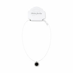 Colier invizibil Roxe cu pandantiv rotund negru reglabil 40cm