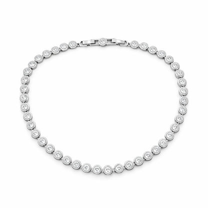 Colier Roxe argintiu cu cristale elegante, 40 cm, din material inoxidabil