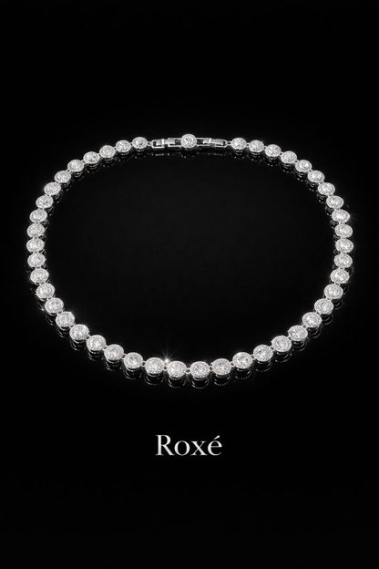 Colier Roxe argintiu cu cristale elegante, 40 cm, din material inoxidabil
