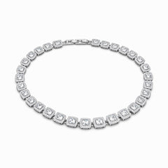 Colier ROXE argintiu cu cristale patrate, design elegant, lungime 40 cm