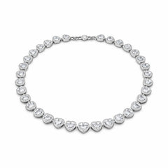 Colier ROXE argintiu elegant cu inimioare din cristale stralucitoare, design romantic premium, 40 cm