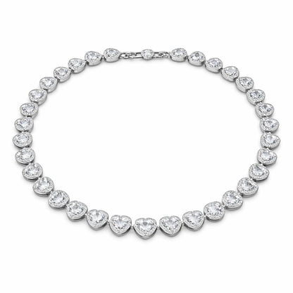 Colier ROXE argintiu elegant cu inimioare din cristale stralucitoare, design romantic premium, 40 cm