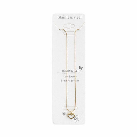 Colier Roxé auriu cu pandantiv inimioară albă – material inoxidabil, 40 cm, reglabil