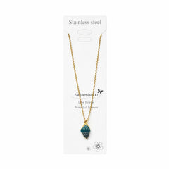 Colier Roxé auriu cu pandantiv scoică verde, material inoxidabil, 40 cm