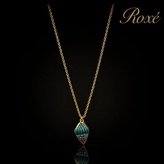 Colier Roxé auriu cu pandantiv scoică verde, material inoxidabil, 40 cm