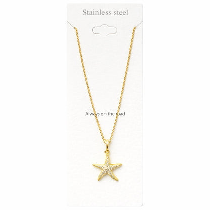 Colier Roxé auriu cu pandantiv stea de mare – material inoxidabil, 40 cm, reglabil