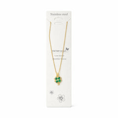 Colier Roxé auriu cu pandantiv trifoi verde cu cristale, 40 cm, reglabil