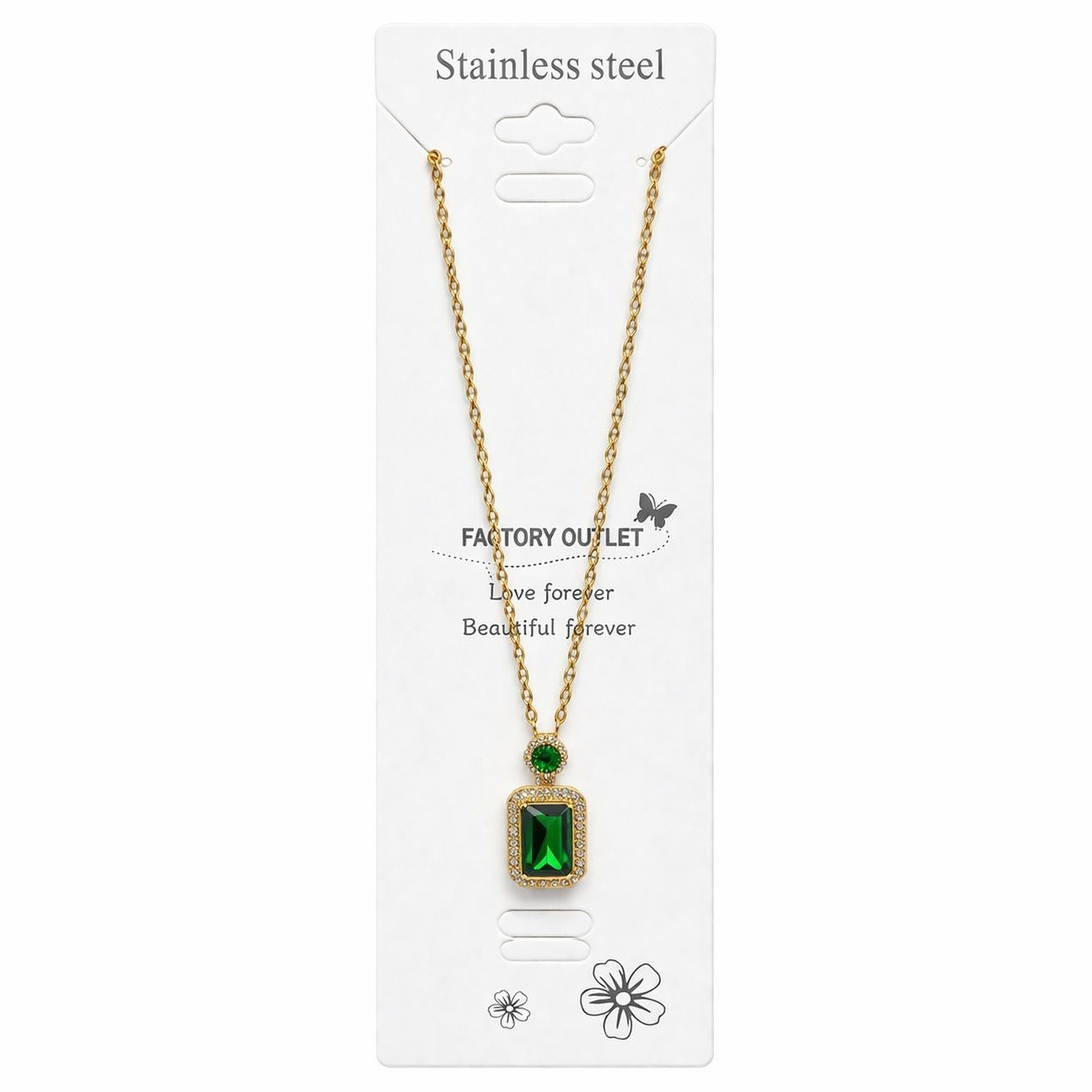 Colier Roxé Auriu cu Pandantiv Verde si cristale, Elegant, Reglabil 40 cm
