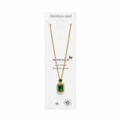 Colier Roxé Auriu cu Pandantiv Verde si cristale, Elegant, Reglabil 40 cm