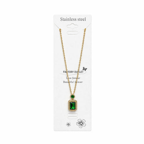Colier Roxé Auriu cu Pandantiv Verde si cristale, Elegant, Reglabil 40 cm