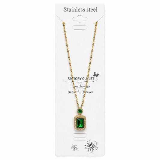 Colier Roxé Auriu cu Pandantiv Verde si cristale, Elegant, Reglabil 40 cm