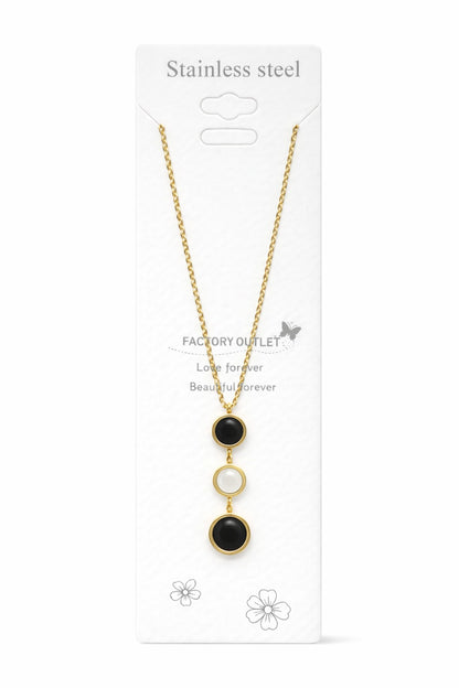 Colier Roxé auriu cu pandantive circulare alb-negru, 40 cm, reglabil