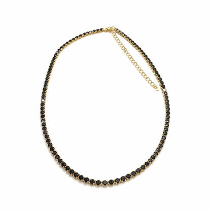 Colier Roxe Auriu cu Pietricele Negre, Elegant, 36 cm, material inoxidabil , reglabil