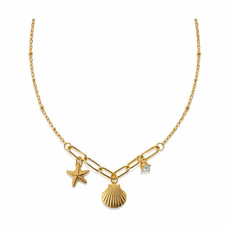 Colier ROXE auriu cu stea de mare scoica si pietricica design elegant reglabil