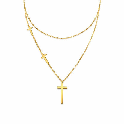 Colier ROXE auriu lant dublu cu cruciulite design elegant si modern