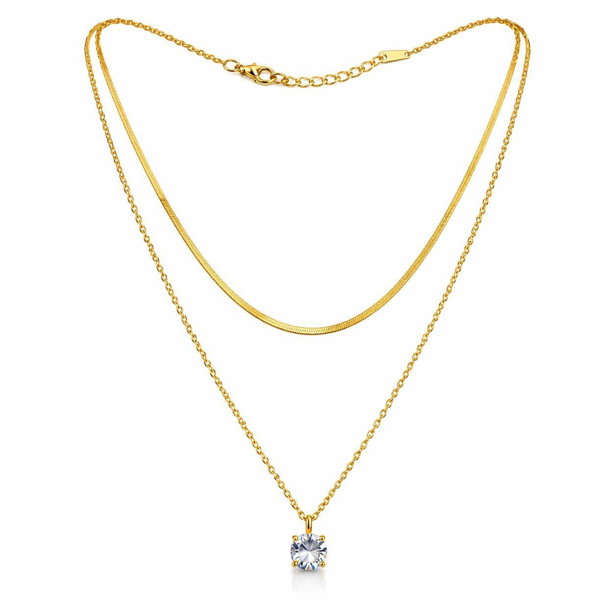 Colier Roxé auriu, pandantiv cristal – material inoxidabil, 40 cm, reglabil