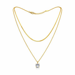 Colier Roxé auriu, pandantiv cristal – material inoxidabil, 40 cm, reglabil