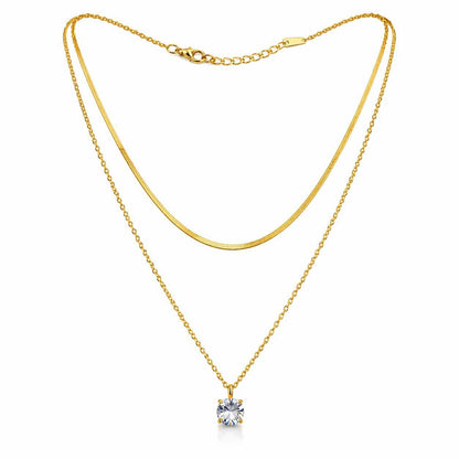 Colier Roxé auriu, pandantiv cristal – material inoxidabil, 40 cm, reglabil