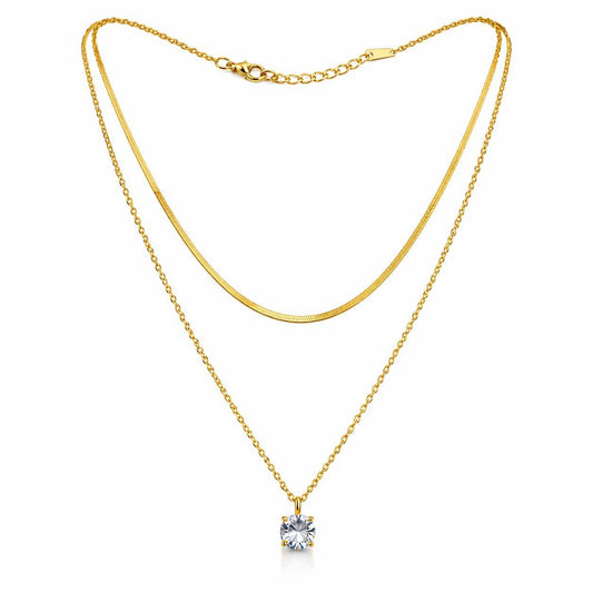 Colier Roxé auriu, pandantiv cristal – material inoxidabil, 40 cm, reglabil
